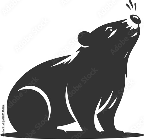 Wild animal vector silhouette wombat black drawing