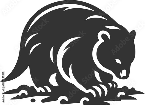 Wild animal vector silhouette wombat black drawing