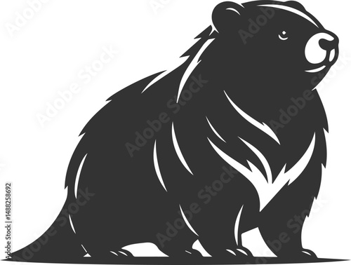 Wild animal vector silhouette wombat black drawing