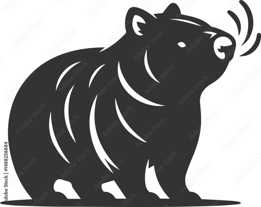 Wild animal vector silhouette wombat black drawing Wild animal vector silhouette wombat black drawing