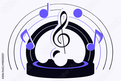 Colorful and abstract high fidelity 3D music render combining fluid shapes and bright colors for artistic and musical expression.