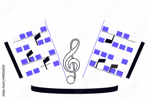 High fidelity 3D render featuring colorful and abstract music-inspired visuals with dynamic shapes and vibrant energy.