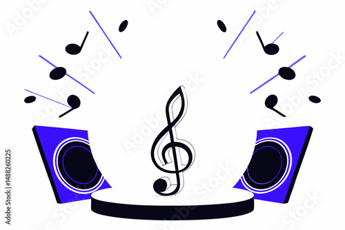 Vibrant high fidelity 3D abstract render showcasing colorful and dynamic music elements to inspire creativity and imagination.