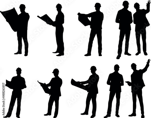 Silhouette of Engineer or Architect reviewing project plans