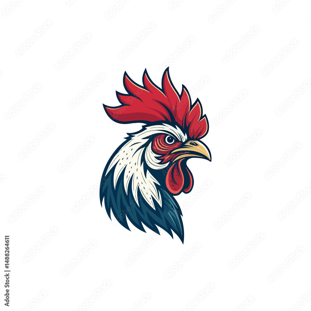 Chicken rooster head mascot Hen silhouette isolated on white background. Vibrant Rooster Logo Collection, chicken head. Chicken head design vector art, chicken animal vector illustration Chicken rooster head mascot Hen silhouette isolated on white background. Vibrant Rooster Logo Collection, chicken head. Chicken head design vector art, chicken animal vector illustration