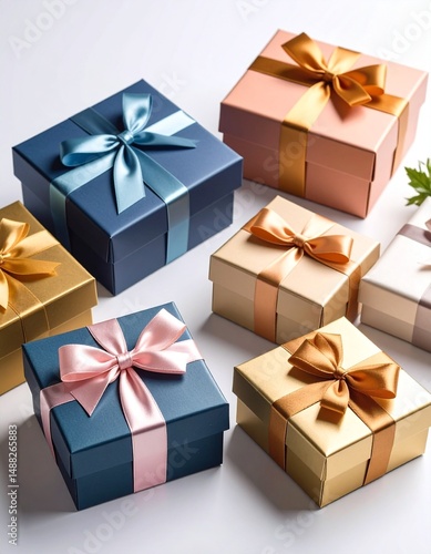 サテンのリボンのプレゼントボックス