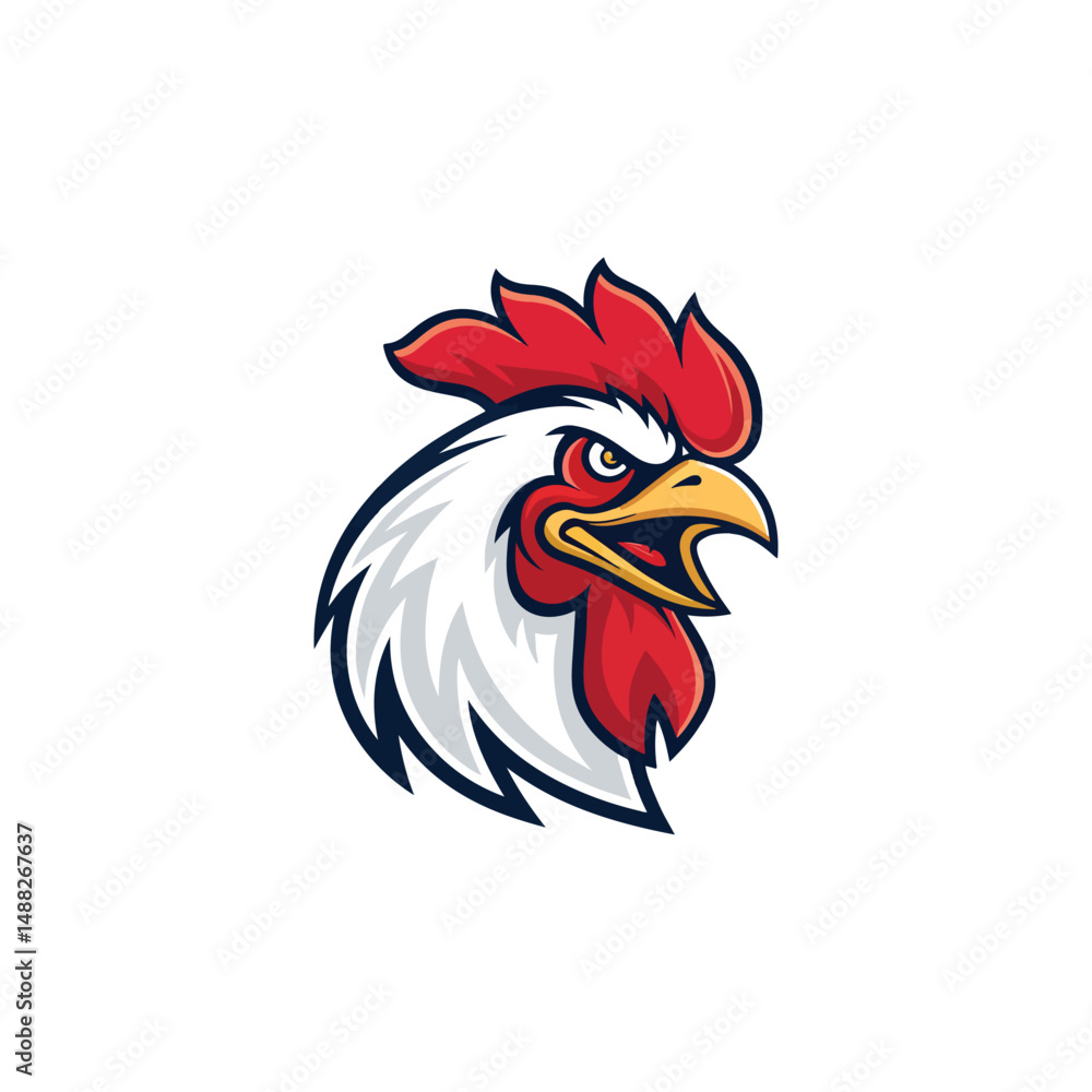 Chicken rooster head mascot Hen silhouette isolated on white background. Vibrant Rooster Logo Collection, chicken head. Chicken head design vector art, chicken animal vector illustration Chicken rooster head mascot Hen silhouette isolated on white background. Vibrant Rooster Logo Collection, chicken head. Chicken head design vector art, chicken animal vector illustration