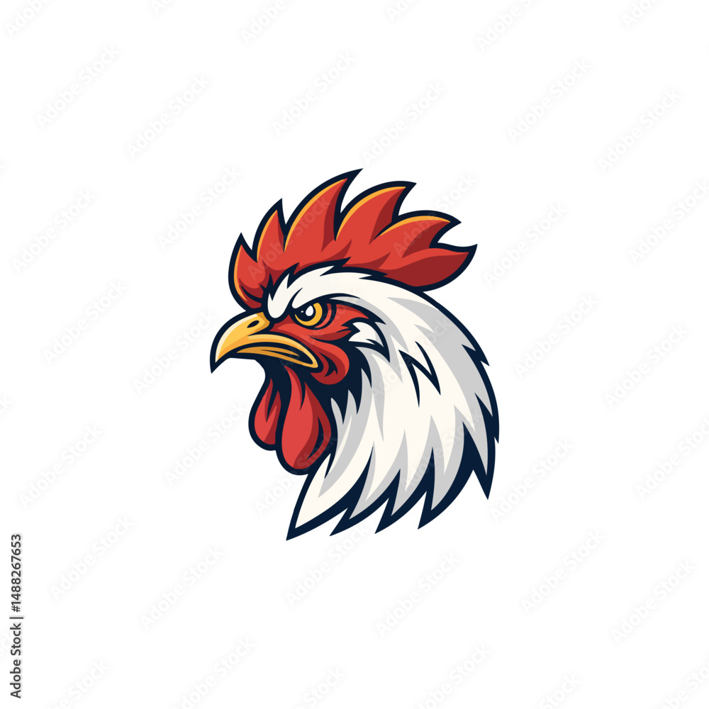 Chicken rooster head mascot Hen silhouette isolated on white background. Vibrant Rooster Logo Collection, chicken head. Chicken head design vector art, chicken animal vector illustration Chicken rooster head mascot Hen silhouette isolated on white background. Vibrant Rooster Logo Collection, chicken head. Chicken head design vector art, chicken animal vector illustration