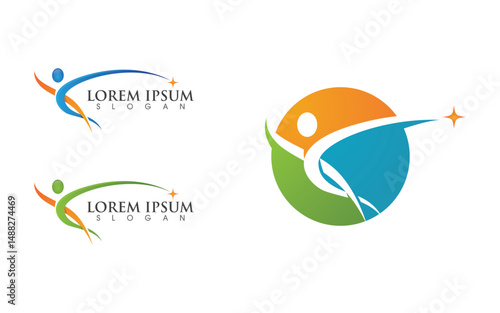 Healthy life Human fit sport logo sign illustration v.99