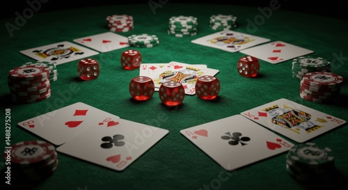 Symmetrical Arrangement of King Cards on Green Velvet
