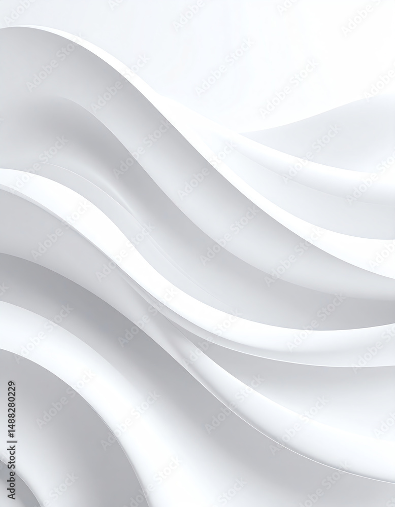 Obraz premium Smooth white waves create a minimalist and modern aesthetic, emphasizing elegance and simplicity in design