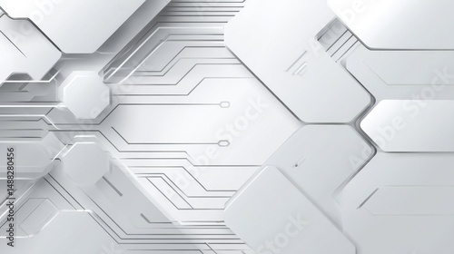 white abstract background geometric, light gray accents, minimalist, symbolizing technology, cyber security