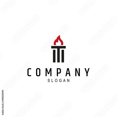 torch logo with letter T combination in flat vector design