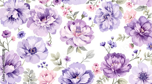 Pastel bloom pattern with artistic watercolor effect