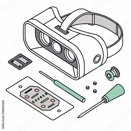 Vr headset disassembled repair parts components
