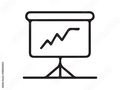 Simple line art of a presentation stand with a growth chart