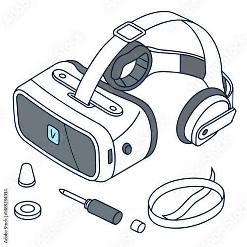 Virtual reality headset disassembled repair kit