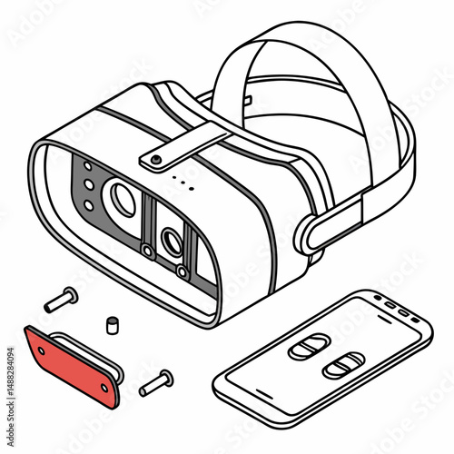 Virtual reality headset disassembled smartphone control