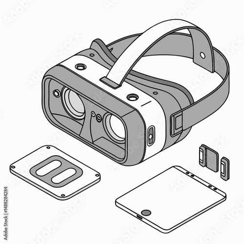 Virtual reality headset disassembled components