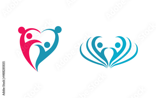 Human care adoption group network and social logo design v.43