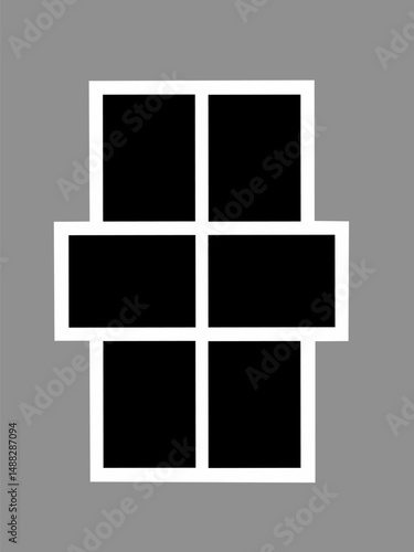 Empty photo frames, vector collage template layout of six photo frames