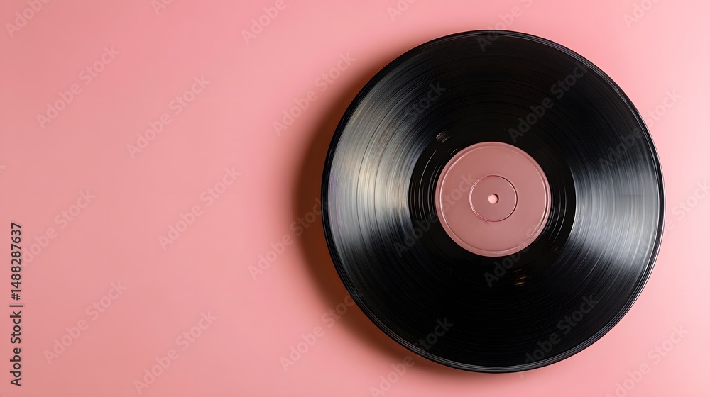 Fototapeta premium Vintage Vinyl Record on Pink Background for Music and Retro Concepts