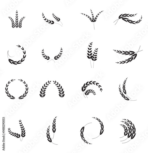 Wheat silhouette collection. Ear of wheat symbols. Wheat icon vector illustration.  eps 10