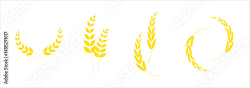 Gold wheat silhouette collection. Wheat or rice icon symbol vector illustration. eps 10 
