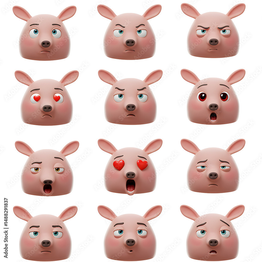 Cartoon pig faces with various emotions collection Cartoon pig faces with various emotions collection