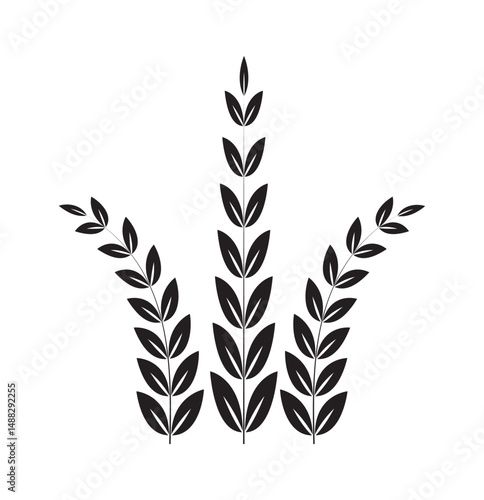  black Cereal icon set, wheat ears icon vector, wheat, barley, oatmeal, flour, grain icon vector set
