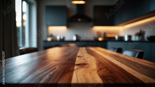 Wallpaper Mural Wood desk environment and out-of-focus background for product exhibition montage. Torontodigital.ca