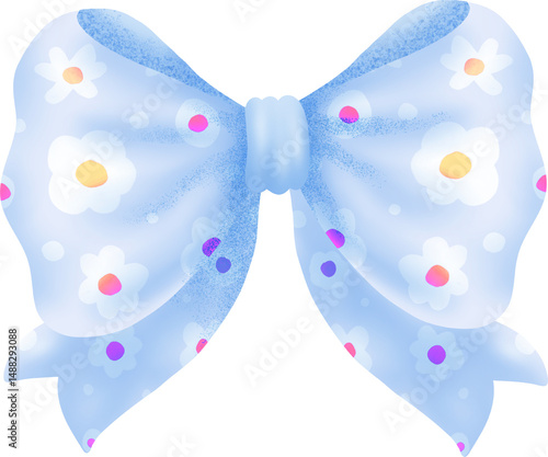 Coquette seashell and ribbon bow watercolor elements