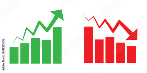 increase chart icon set. growth up arrow graph vector symbol. economic stock market trend sign. profit or revenue rise icon.