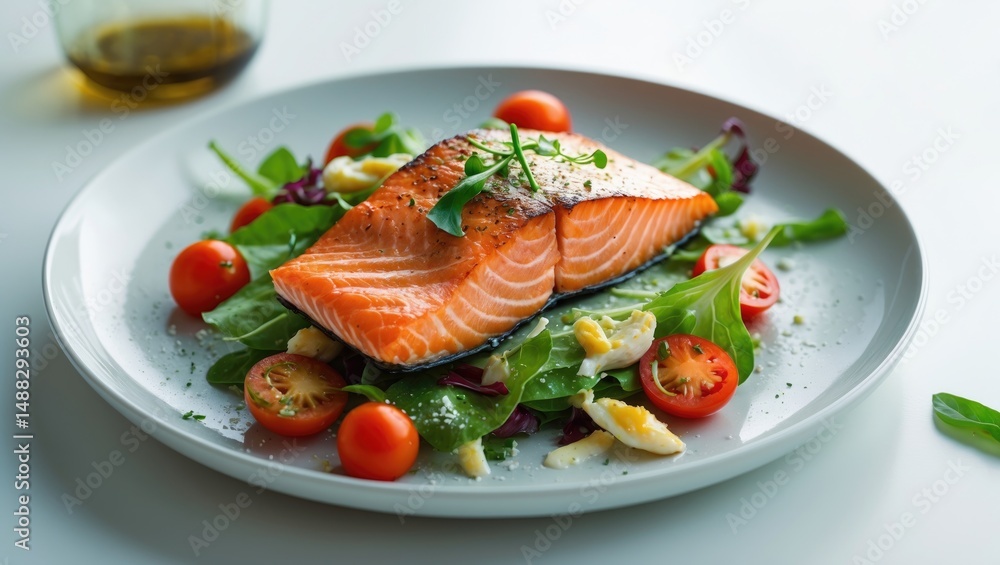 Delicious salmon caesar salad. Delicious salmon caesar salad.