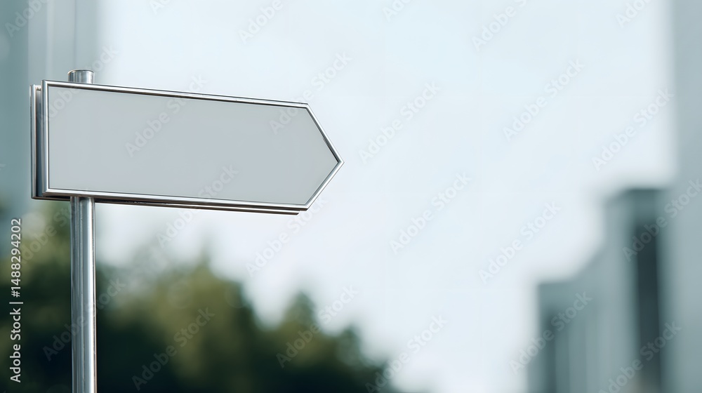 Obraz premium Blank Directional Sign in Urban Setting Against Soft Background