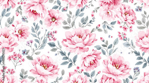 Light and airy spring flower background for textile design