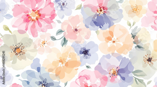 Vintage inspired watercolor florals in blush and muted purple hues