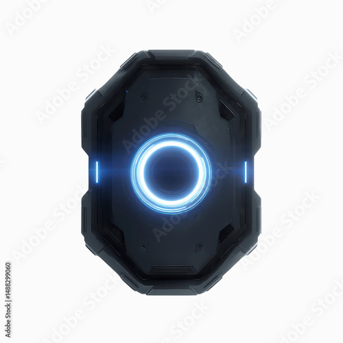 Futuristic Sci-Fi Technology Panel with Glowing Blue Ring