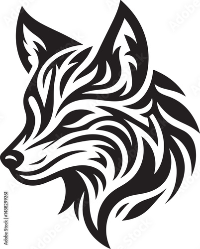 wolf tribal tattoo Fox Head Tribal Vector with Stylized Fur  Bold Wildlife Tattoo Design new unique trendy 2025