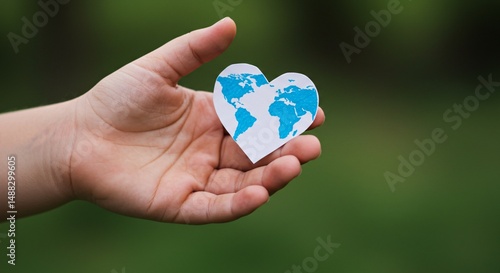 Wallpaper Mural Hand Holding a Heart Shaped Paper Cutout of the Earth Torontodigital.ca