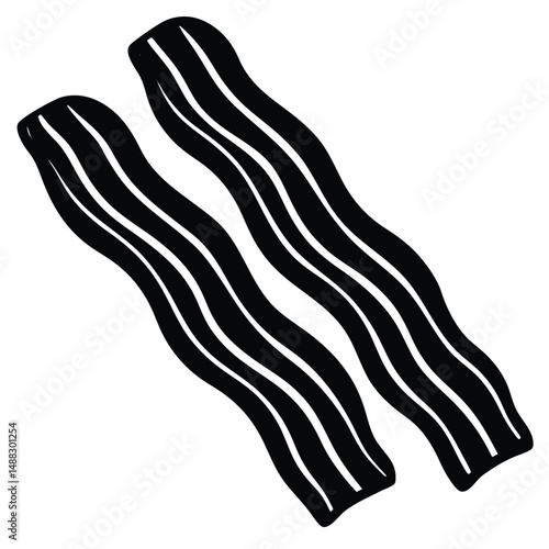 butcher element isolated bacon strips on white background