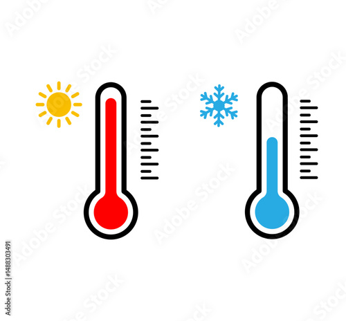 Temperature maintains thermometer hot, cold icons