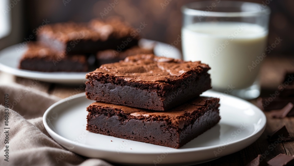 Homemade Chocolate Brownie on a Background Homemade Chocolate Brownie on a Background