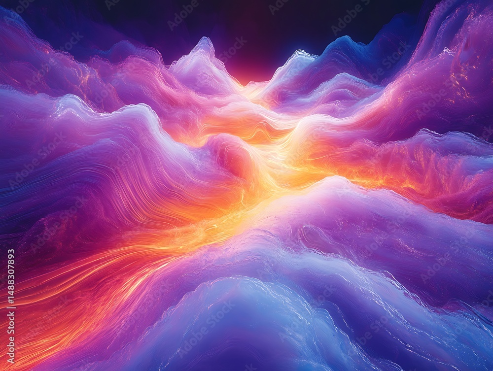 Obraz premium Chromatic landscapes abstract fractal background image with glowing textures