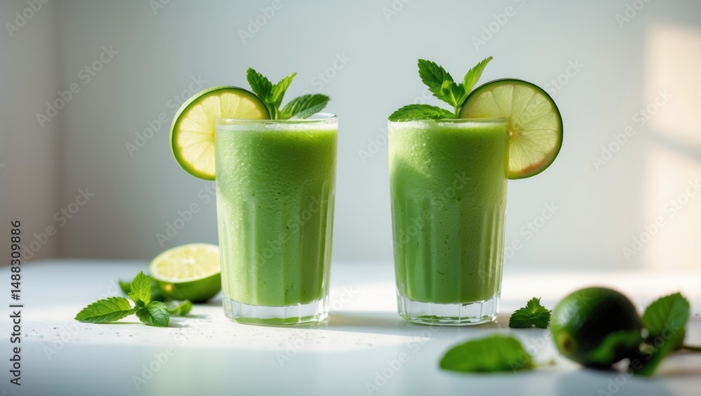 Fototapeta premium Lime and mint watermelon smoothies