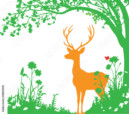 Deer Silhouette in Forest