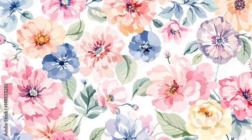 Whimsical pastel petals surrounding a simple white backdrop for creativity