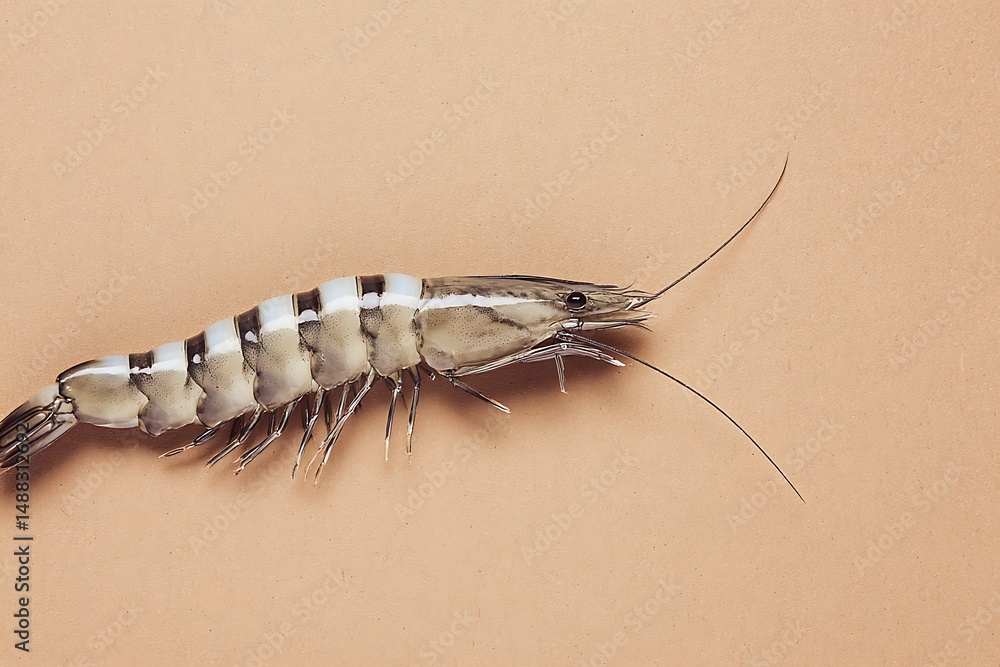 Single raw tiger prawn close up Single raw tiger prawn close up