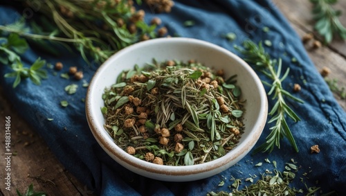 Fototapeta Naklejka Na Ścianę i Meble -  Bowl of Organic Dry Herbs De Provence