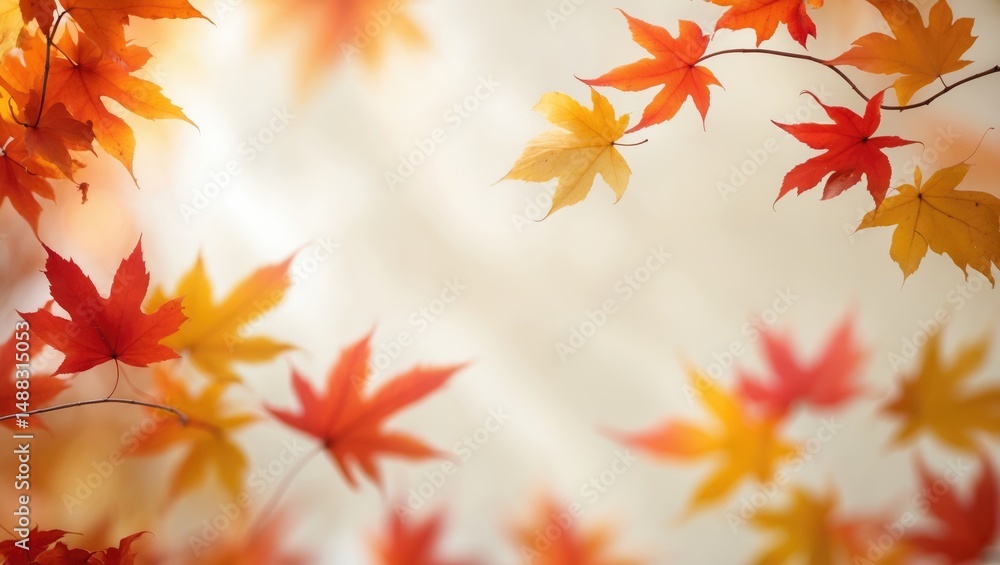 Softly blurred autumn leaves against a light background Softly blurred autumn leaves against a light background